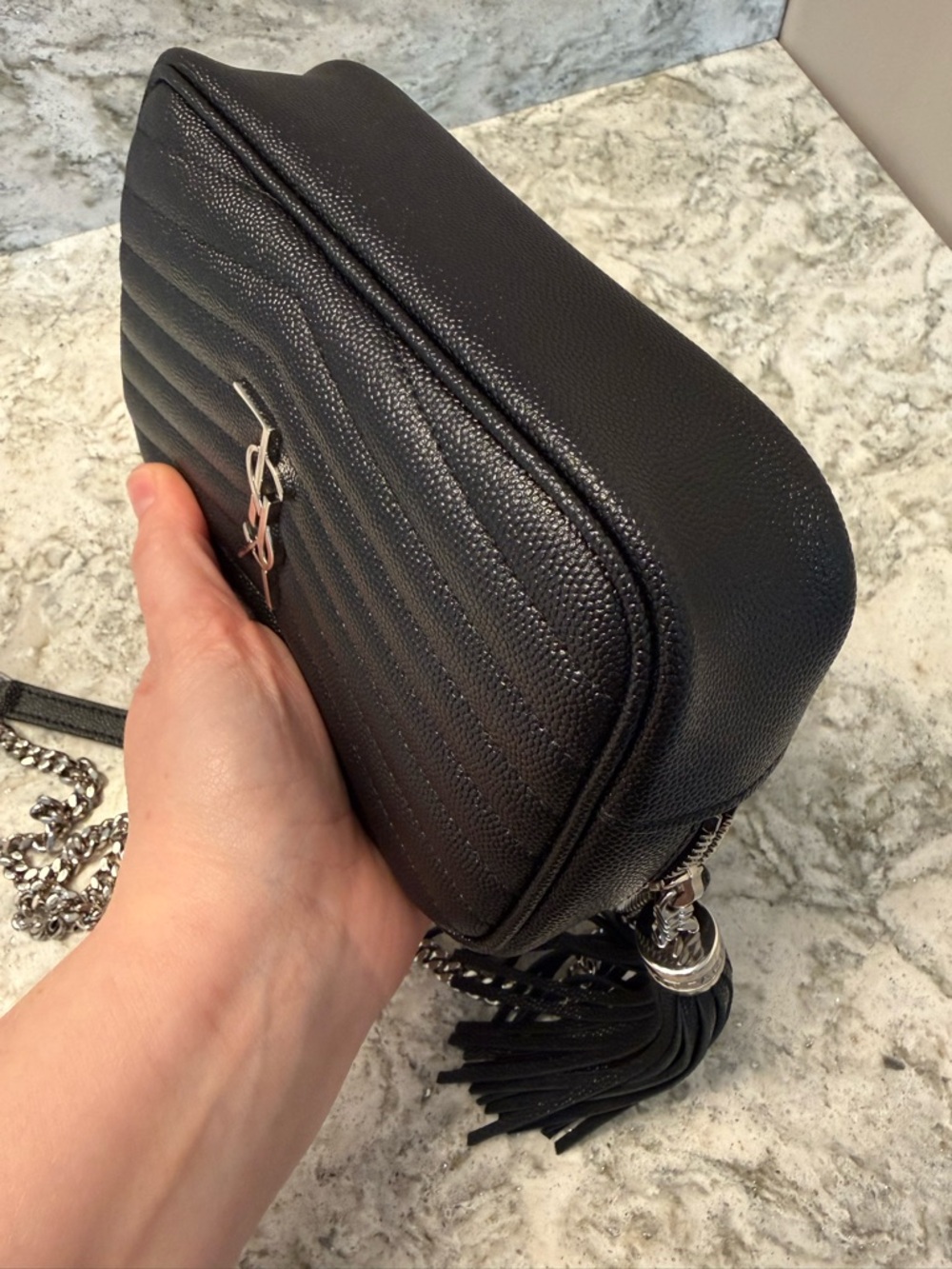 Saint Laurent YSL Monogram Mini Lou Camera Bag ~ Black with Silver Hardware - Picture 10 of 16
